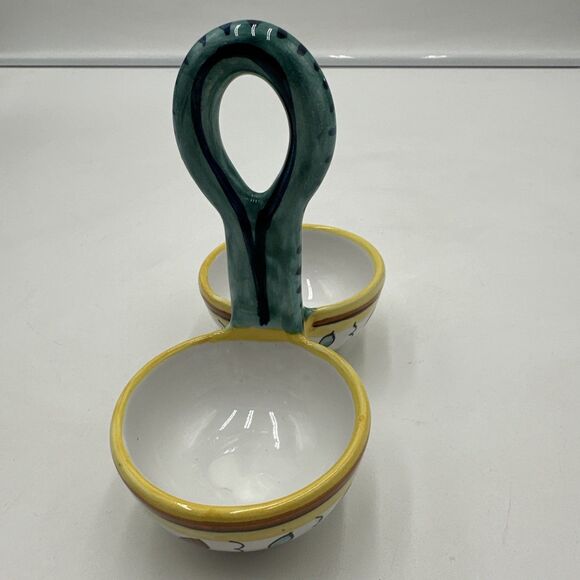 Italy Mari Deruta Pottery Salt & Pepper Caddy Only Sauce Holder - Picture 2 of 6